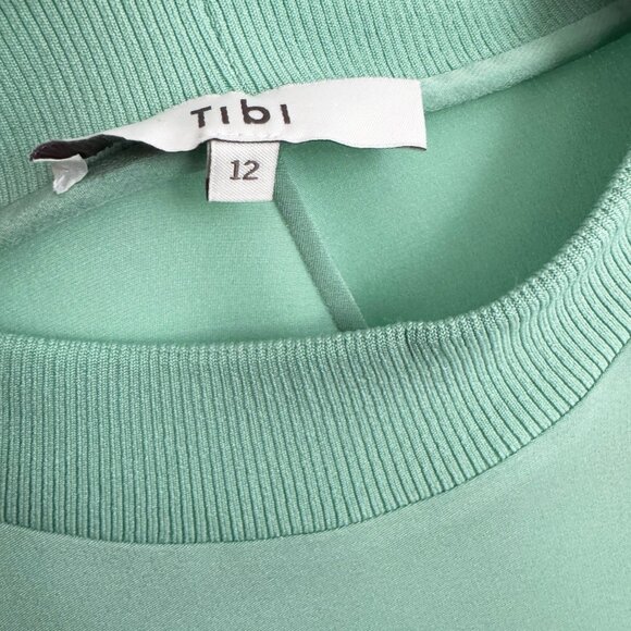 Tibi 4-Ply Silk Silk Crewneck Eased Out Top in "Mint", size 12 - Picture 4 of 11